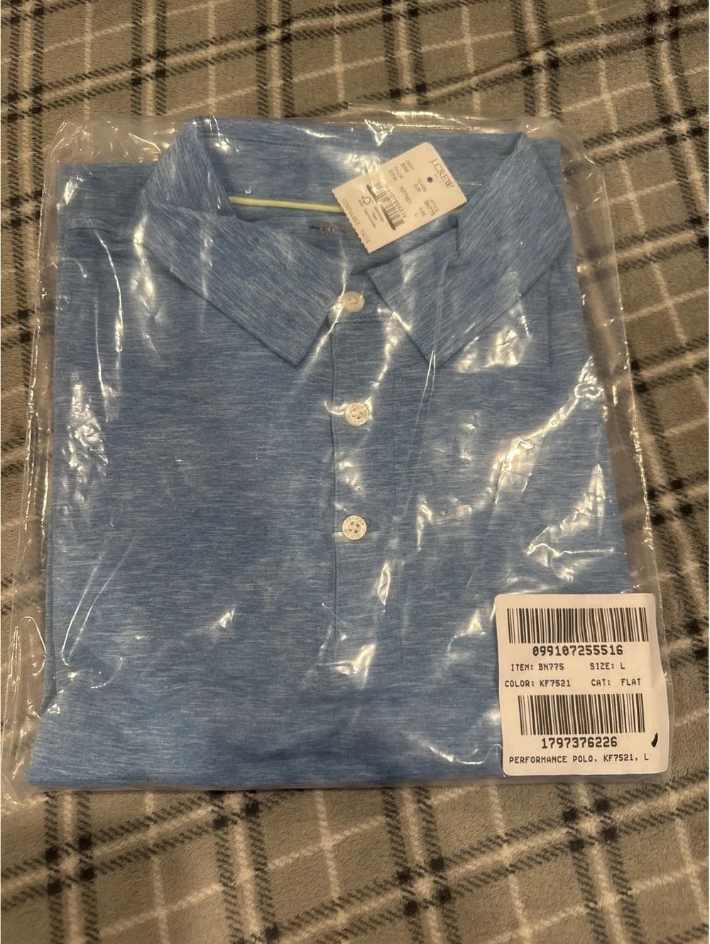 J Crew Factory Performance polo, Size Large BN775 light blue